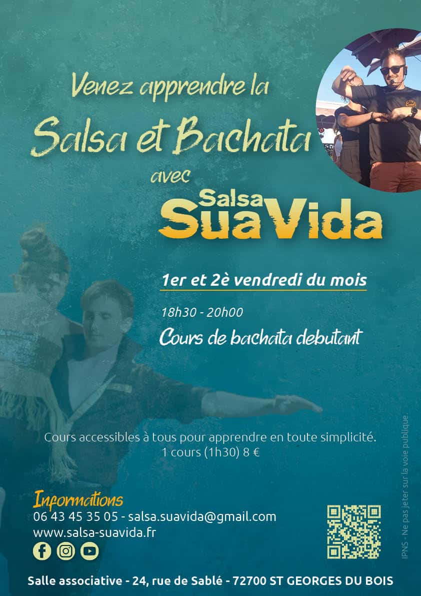 L'affiche officielle des cours de salsa et de bachata à Saint-Georges-du-Bois.