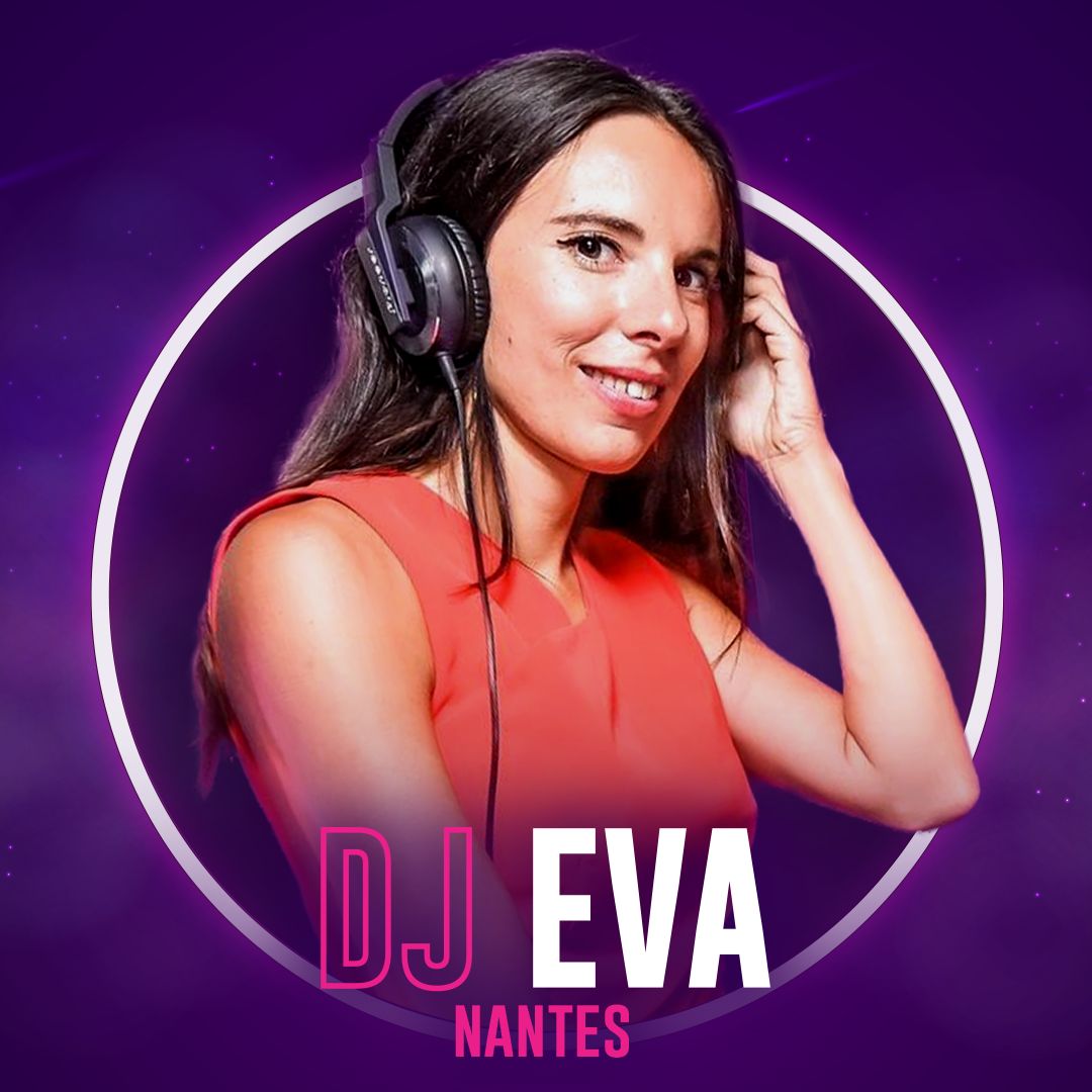 Le portrait de J Eva sur fond violet.