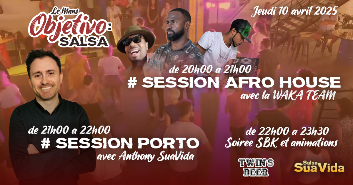 La bannière du stage afro house et salsa du mois d'avril.